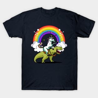 Unicorn Riding T-Rex Dinosaur Party T-Shirt